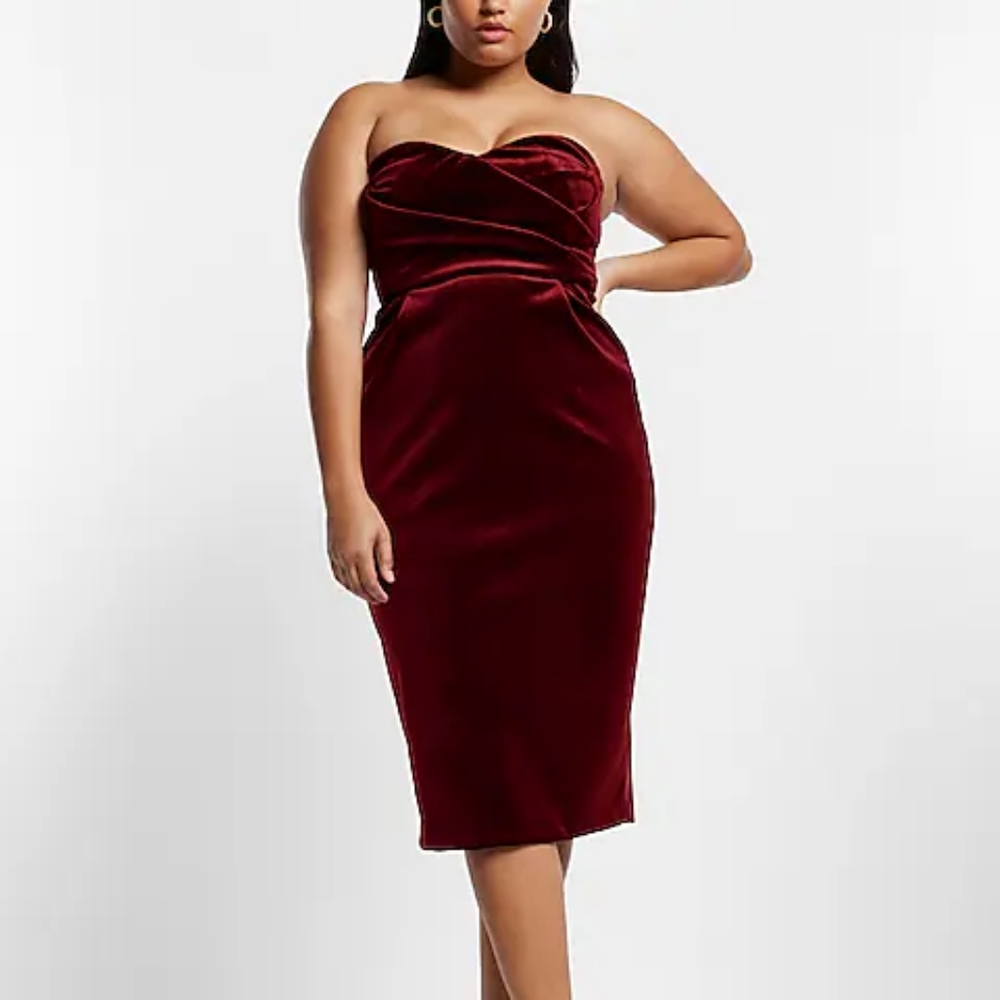 EXPRESS - Burgundy Velvet Midi Dress